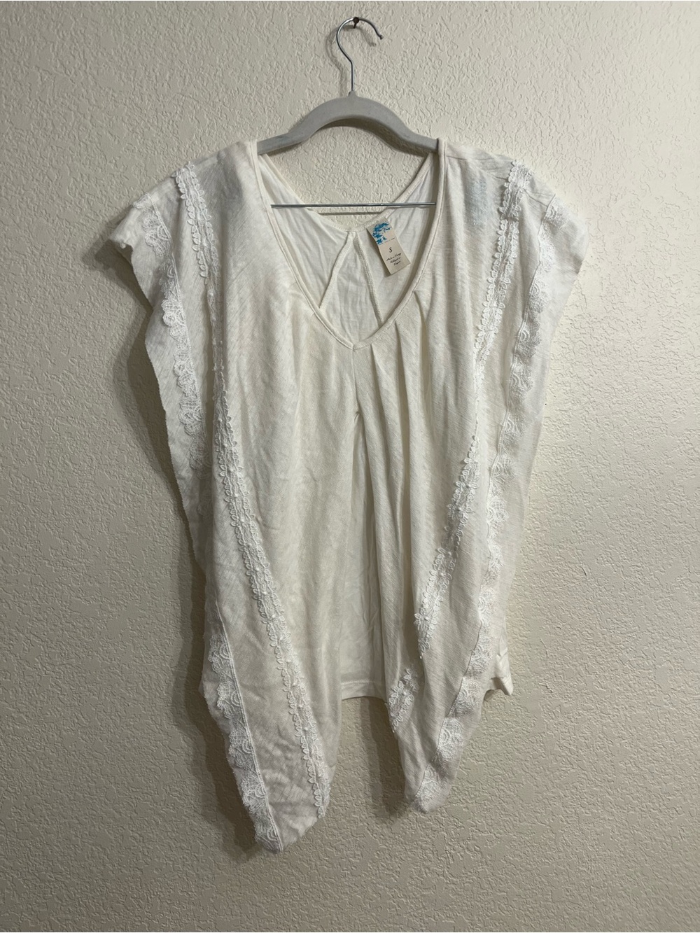 Anthropologie Cream Lace-Trim cottagecore/ fairy/ beach linen Tunic